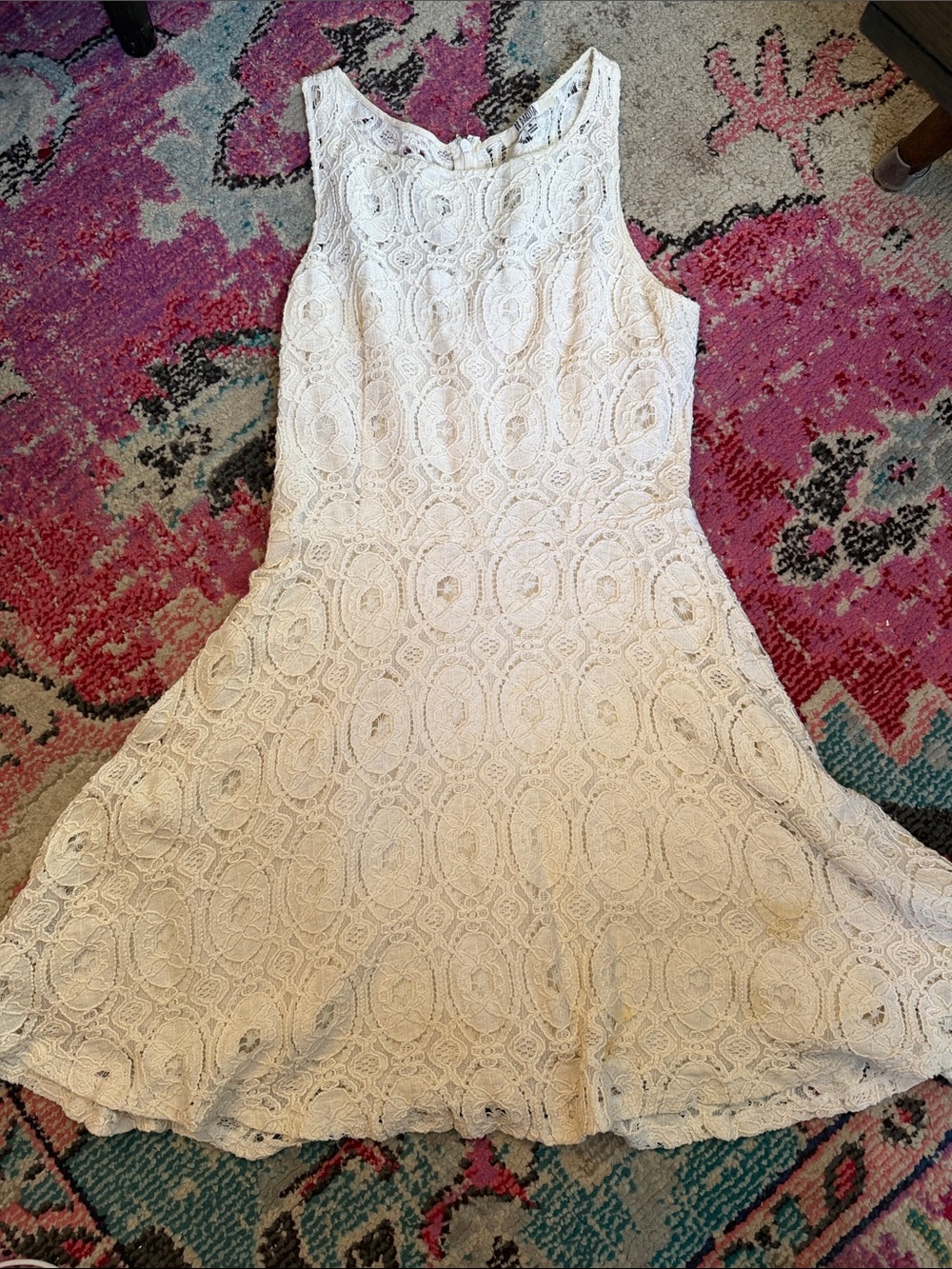 BB Dakota Ivory Lace Fit-and-Flare Sleeveless Dress
